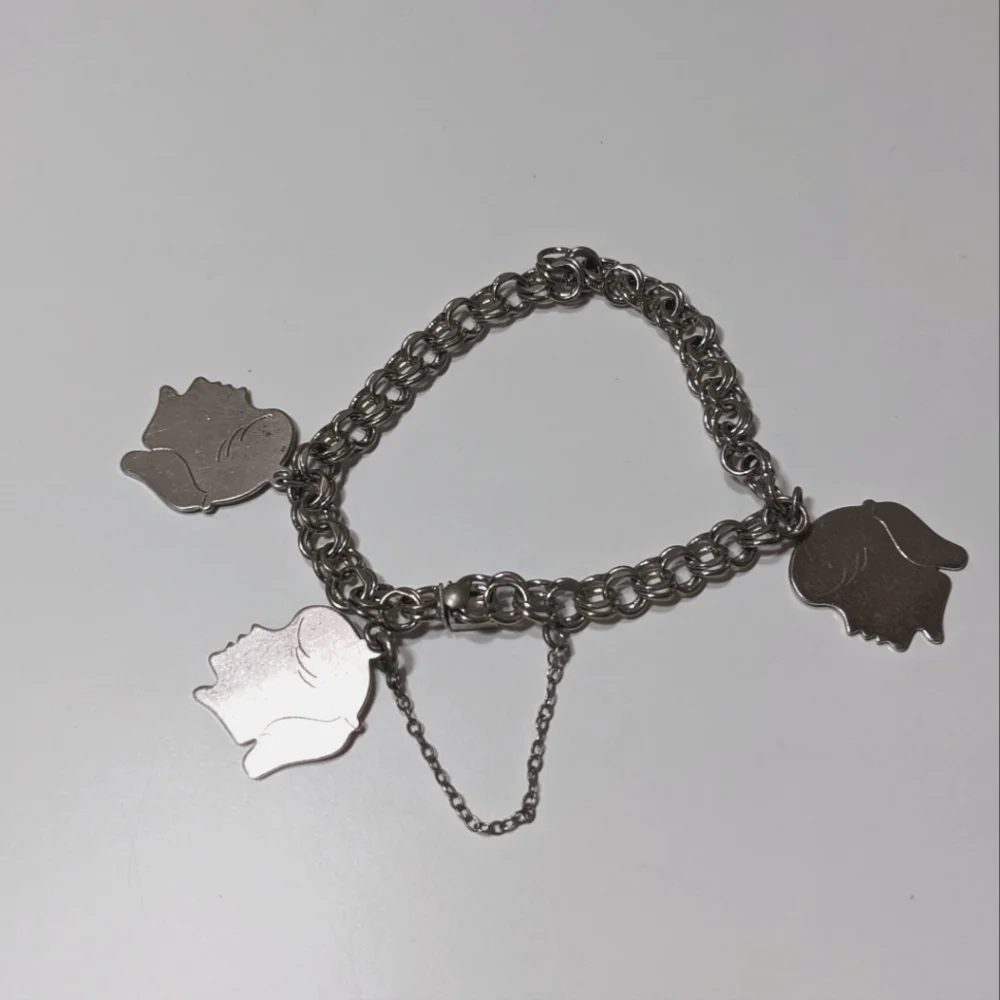 Elco Sterling Silver Charm Bracelet with 3 Girl Silhouette Charms